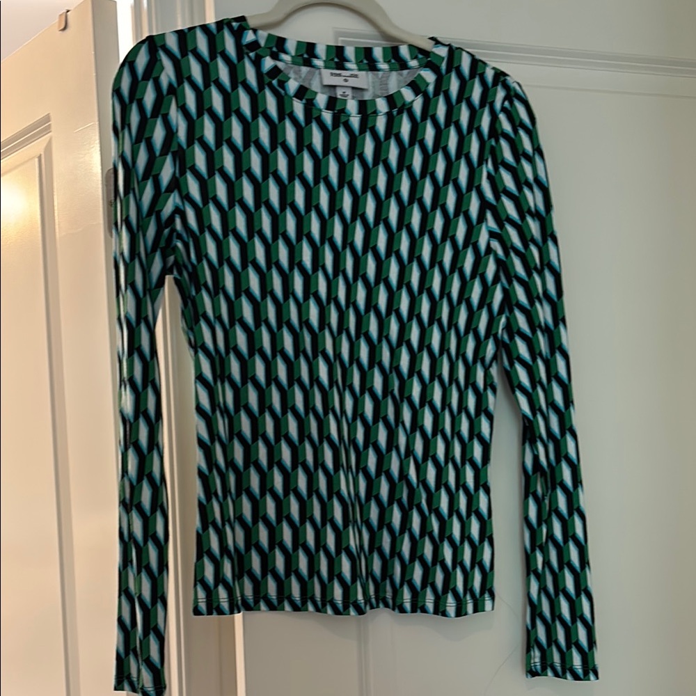 Geometric Green and Black Women's Top